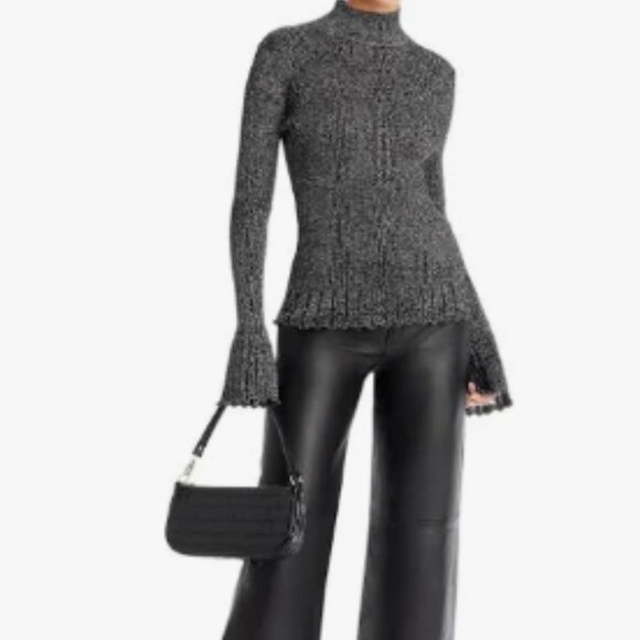 Proenza Schouler White Label Womens Black Avery Turtleneck in Marled Lure Size M - Picture 4 of 4